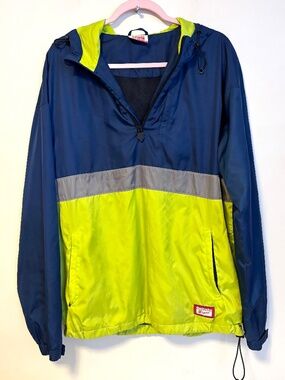 Onitsuka Tiger Lightweight Quarter Zip Windbreaker Jacket Green Blue Mens Large